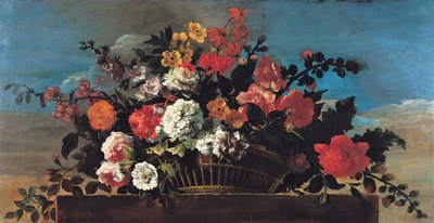 Wicker Basket of Flowers by Jean Baptiste Belin de Fontenay